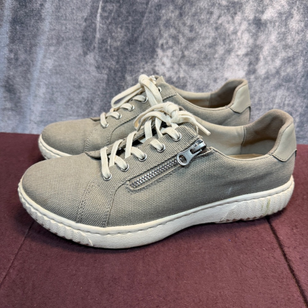 Clarks Collection Sneakers Womens Grey Wide 8.5 Canvas Side Zip Casual Comfort